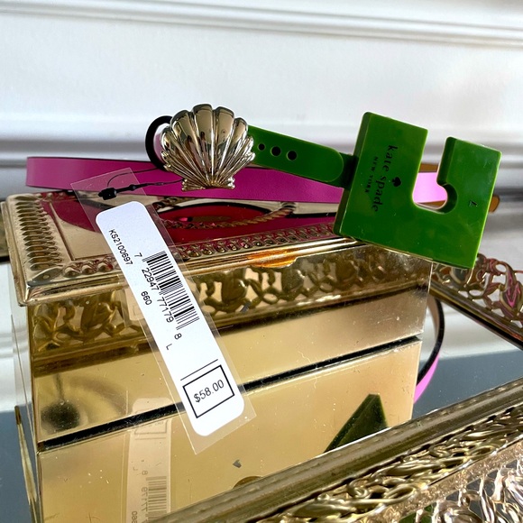 kate spade Accessories - Kate Spade Leather Shell Buckle Belt- Carousel Pink